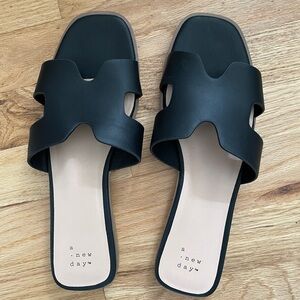Black Designer Dupe Sandals